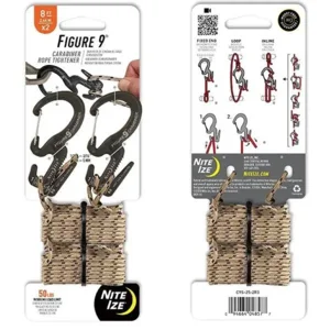 Nite Ize Figuur 9 Koord Opspanner small - 2 pack met koord C9S-25-2R3