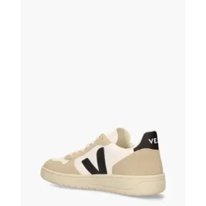 Veja V-10 Chromefree Leather Wit/Zwart/Bruin Herensneakers
