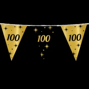 Vlaggenlijn - 100 jaar - Goud, zwart - 10m