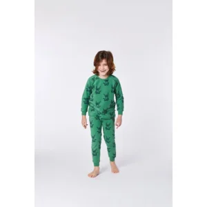 Woody Sybil Hooglander unisex pyjama in éponge in groen