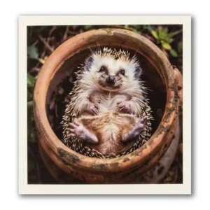 Kaart - Paperclip - Call of the wild - Egeltje in bloempot - VB0.0032