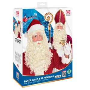Sinterklaas  - Kerstman baardstel - Pruik , baard ,snor en wenkbrauwen