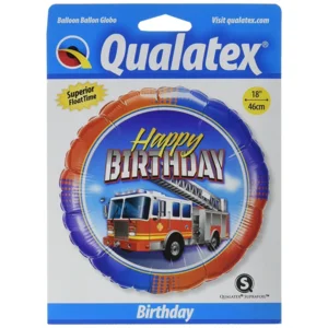 Folieballon - Happy birthday - Brandweer auto - 46cm - Zonder vulling