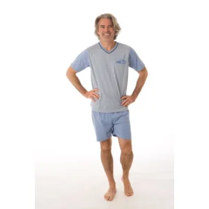 Perlina Heren Pyjama: Balder B, Blauw, Korte mouw ( LINA.134 )