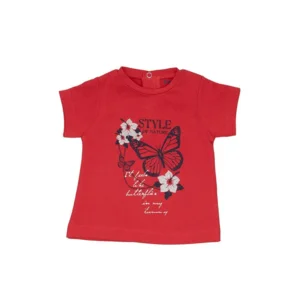 Rode meisjes baby tshirt vlinder Babybol