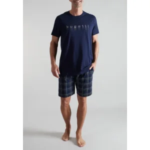 Bugatti Pyjama Heren: Blauw, Korte Mouw / short ( BUGA.6 )