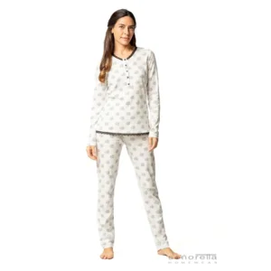 Egatex Dames pyjama interlock: Wit / zwart ( EGA.386 )
