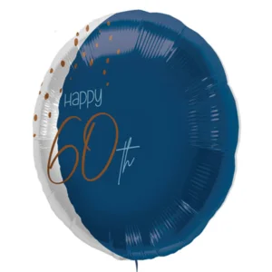 Folieballon - 60 jaar - Luxe - Blauw, goud, transparant - 45cm - Zonder vulling