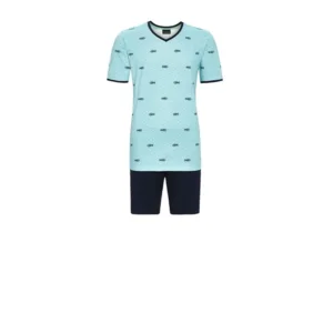 Ringella heren pyjama: Blauw met haaien / vissen motief ( RIN.575 )