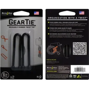 Nite Ize Gear Tie 6" Zwart 2 Stuks Herbruikbare kabelbinder GT6-2PK-01