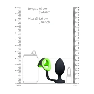 Ouch! Glow in the Dark Butt Plug Met Ball Strap 10 Cm