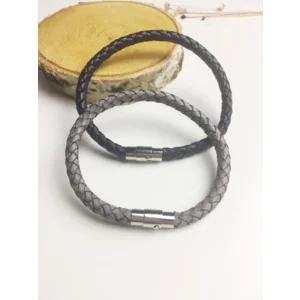 vintage grey leren heren armband incl. graveren