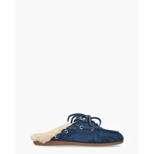 Posa Boat Loafer Mule - Fur Blauw Damesslippers