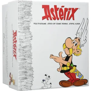 Asterix met  stapel stripboeken - beeldje in Kunsthars