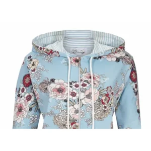 Ringella Loungewear Vest Met Kap Blauw Met Bloemenmotief 8551614P/221