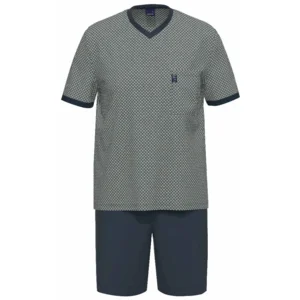 Ammann Pyjama heren: Blauw bedrukt met groen ( AMM.650 )-