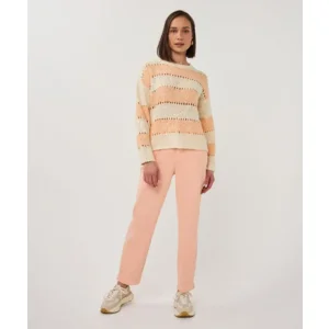 Esqualo Dames pull: Ecru / Belini, Ajour brei, lange mouwen ( ESQ.326 )