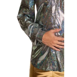 Shirt - Disco - Zilver - Glanzend - L