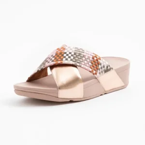 FitFlop Slides DL4 Lulu Silky Weave Coral Pink