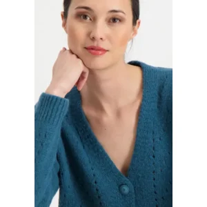 Signe Nature Cardigan: petrol, grof gebreid ( Signe.1164 )