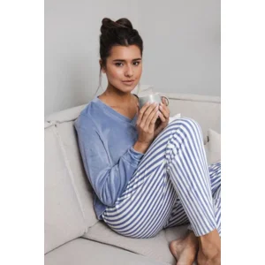 Pastunette Dames pyjama: Fleece, blauw ( PAS.139 )