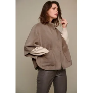 Rino & Pelle Cape: Taupe kleur, Pels ( RINO.47 )