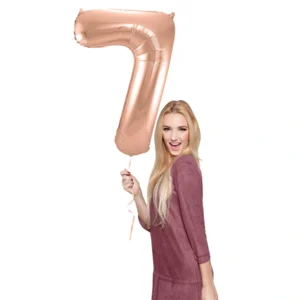 Folieballon - Cijfer - 7 - Rosé goud - 86cm - Zonder vulling