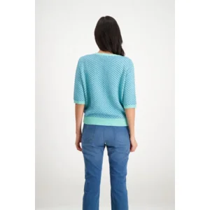 Signe Nature Pull: Turquoise / blauw, korte mouw ( Signe.1211 )