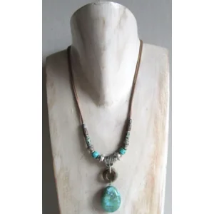 Fantasiejuweel ketting Turquoise/zilver/naturel