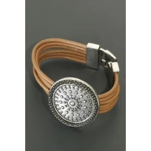 Armband leder met grote applicatie