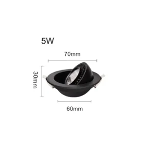 LED inbouwspot zaagmaat 60mm 5W LED Zwart