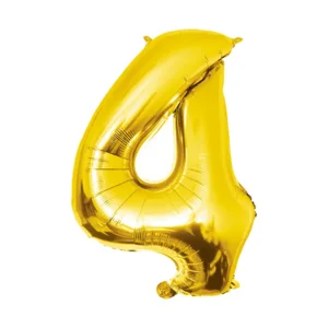 Folieballon - 4 jaar - Goud - 86cm - Zonder vulling