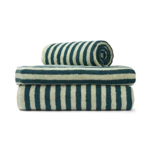 Bongusta Handdoek Zeeschuim & Groen Streep 50x 80 cm Naram