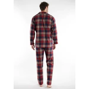 Tom Tailor Pyjama Heren: Flanel, doorknoop model, Bordeau ( TOM.41 )