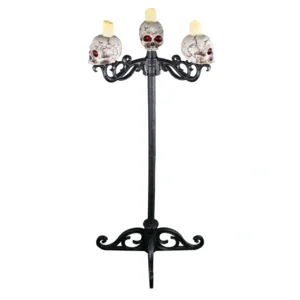 Griezelige Schedel Kandelaar 3-in-1 met Lichtgevende Ogen – Verstelbaar – Halloween Luster of Wanddecoratie
