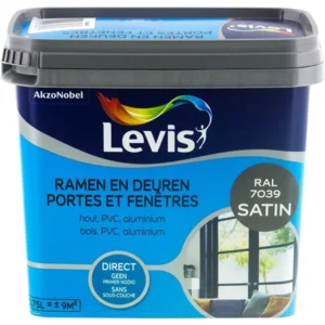 Levis Ramen en Deuren Verf - Satin - Quartz Grey (Ral 7039) - 0.75L