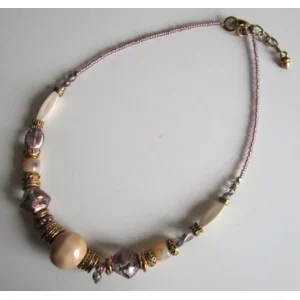 Fantasiejuweel ketting Amethyst/naturel/goud