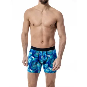 Loic et Henry Graphic Plume herenshort in aqua printje