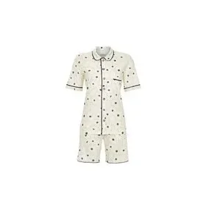 Ringella Dames Pyjama: Doorknoop model, Beige / blauw ( RIN.605 )