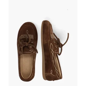 Posa Boat Loafer Prairie Donkerbruin Dames Veterschoenen