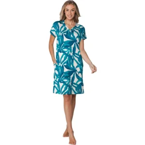 Pastunette Dames nachthemd: Turquoise, L95 ( PAS.154 )