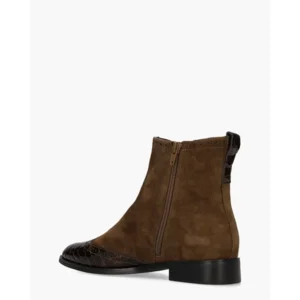 Di Lauro Chelsea Croco Donkerbruine Dames Enkellaarsjes