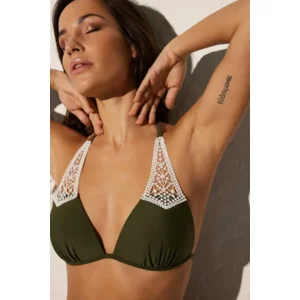 Ysabel Mora Lace voorgevormde triangel bikini in kaki