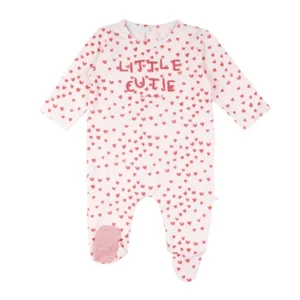 Roze pyjama met hartjesmotief bla bla bla 50/0m