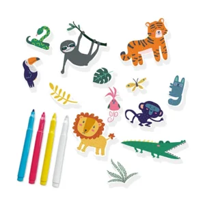 Raampret - Raamstickers met 4 glasstiften - Jungle