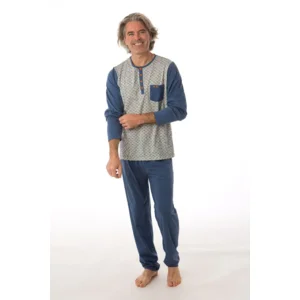 Perlina Heren Pyjama: Caleb A, Blauw, katoen ( LINA.120 )
