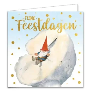 Kaarten - Kerst - Rien Poortvliet - Knuffel & kabouter in sneeuwbal - 10st.