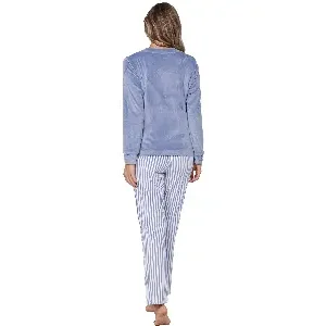 Pastunette Dames pyjama: Fleece, blauw ( PAS.139 )