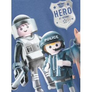 Name it Jongens Kinderkleding Blauwe Tshirts Playmobile Lange Mouwen Dohn Bijou Blue