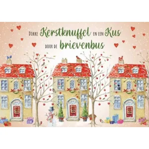 Kaart - Kerst - JBS - Dikke kerstknuffel en een kus door de brievenbus - KSJ023